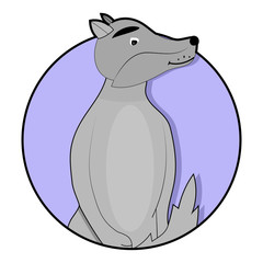 Sticker cartoon wolf icon