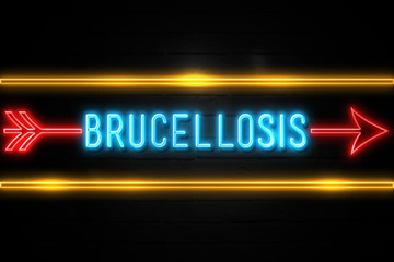 Brucellosis  - fluorescent Neon Sign on brickwall Front view