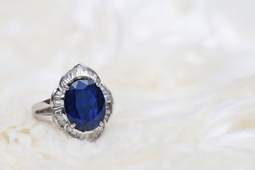 blue gem and diamond ring