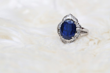 blue gem and diamond ring