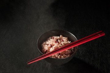 赤飯　rice boiled with red beans japanese food
