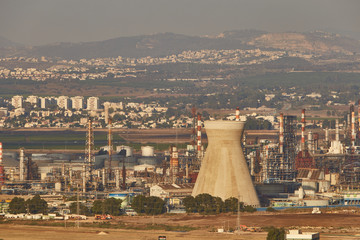 Bet Zikuk factory in Haifa, aerial panoramic photo