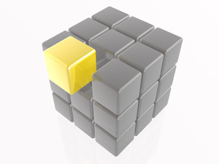 Yellow and grey cubes