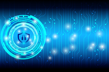 Abstract Blue Hi Technology Security With Circuit Board Pattern Vector Background