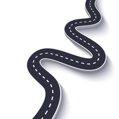 Winding Road on a White Isolated Background. Road way location infographic template. Vector EPS 10