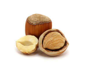 Closeup of hazelnuts