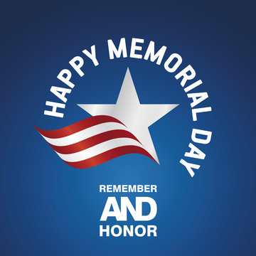 Happy Memorial Day USA logo star ribbon blue background