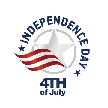 Independence Day USA logo star ribbon white background