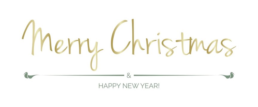 Gru&szlig;karte Merry Christmas and a happy new year mit goldfarbigem Text