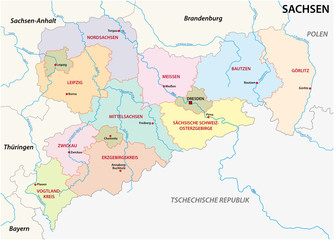 Saxony administrative and political map in german language
