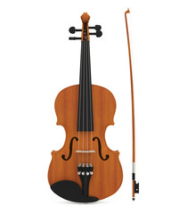 Obraz na płótnie Canvas Aged Violin with Bow Isolated