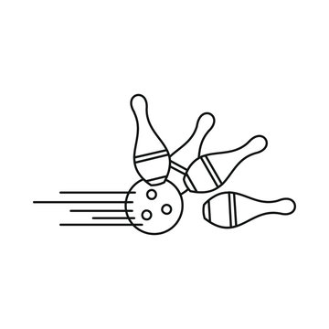 recommend clip art: Bowling ball and pins icon in outline style vector illustration for design
