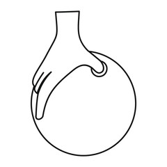 Hand with bowling ball icon in outline style vector illustration for design