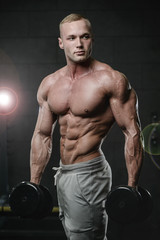 Fototapeta na wymiar young man train in gym healthcare lifestyle sexy caucasian man
