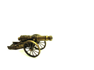 Cannon model isolated made by brass only one gifted from my mom who pass away for long time. 