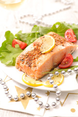 salmon with vegetables