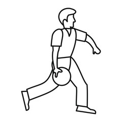 Bowling man icon in outline style vector illustration for design and web