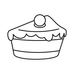 Dessert cake icon in outline style vector illustration for design and web