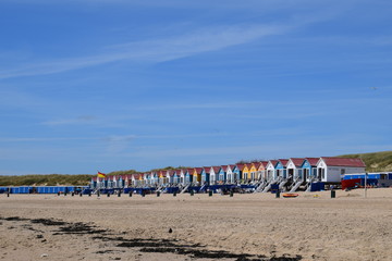 Colorful beach houses in The Netherlands
