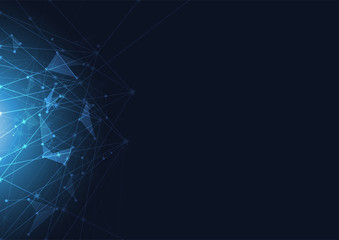 Abstract Polygonal Space Blue Background with Connecting. Vector Illustration