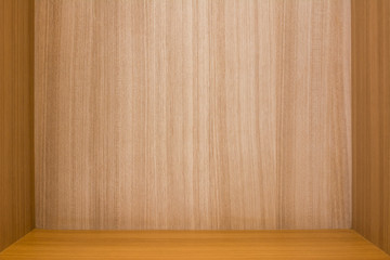 Wood wall textured. Interior design Inside of blank wooden wall with floor. Image same empty wooden box.