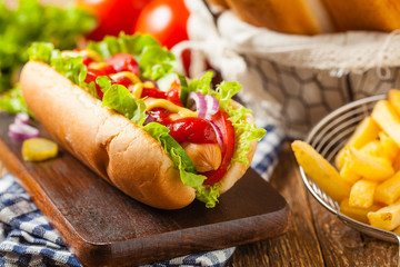 Delicious homemade hot dogs.