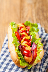 Delicious homemade hot dogs.