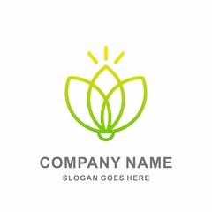Eco Natural Leaf Electricity Power Light Bulb Lamp Energy Resources Business Company Stock Vector Logo Design Template 