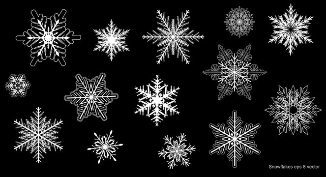Snowflakes winter set, vector design.