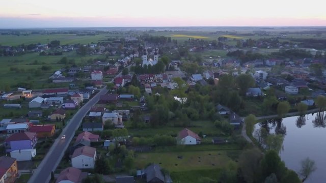 Aerial view of a small town in Poland