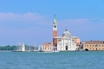 Fototapeta na wymiar VENICE, ITALY - MAY, 2017: Panorama of San Giorgio Maggiore viewed from the main island
