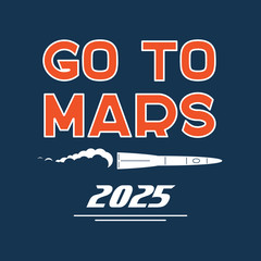 Fototapeta premium Go to Mars vector cartoon poster