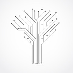 Abstract background with technology circuit board texture. Electronic motherboard illustration. Communication and engineering concept. Vector illustration