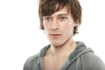 Fototapeta premium Gesichtsausdruck, andere Gedanken, gedanklich abwesend 