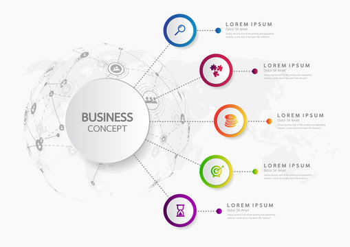 Vector infographic template business concept with options. Label circles for content, flowchart, diagram, steps, infographics, chart, workflow layout illustration,