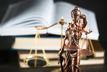 law symbols in courtroom