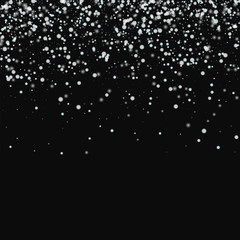 Amazing falling snow. Scatter top gradient with amazing falling snow on black background. Vector illustration.