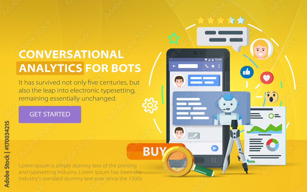 Poster chating and messaging concept. chatbot and future marketing analytics. messenger window. dialog box 
