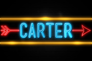 Carter  - fluorescent Neon Sign on brickwall Front view