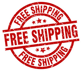 free shipping round red grunge stamp