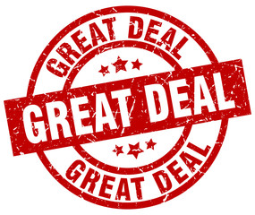 great deal round red grunge stamp