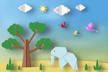 Paper Origami Concept.