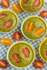 Healthy low carb spinach muffins with tomatoes