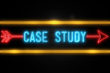 Case Study  - fluorescent Neon Sign on brickwall Front view