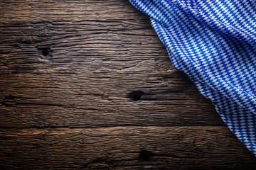 Oktoberfest. The blue checkered tablecloth or napkin typical of the Munich Beer Festival in the...