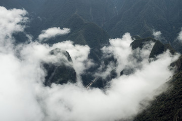 Wolken und Berge von Machu Picchu Mountain