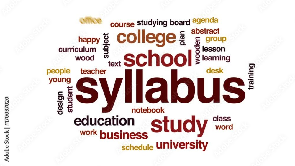 Poster syllabus animated word cloud, text design animation.