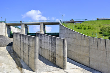 Dam water on Czorsztynski lake. Niedzica, Czorsztyn, Poland.