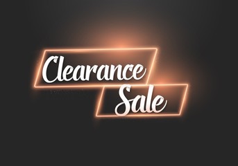 Illustration of Vector Neon Banner. Realistic Vector Clearance Sale Neon Banner with Ink Spray Effect