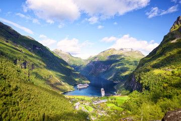 Geiranger fjord from Flydalsjuvet view point, Norway